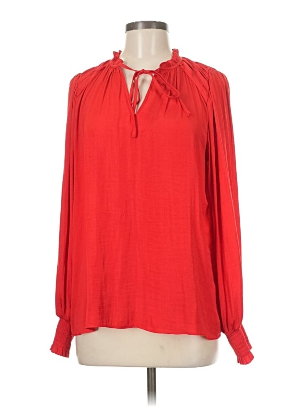 L Maison d’ Amelie Blouse Women's Large Orange Red Blouse Silky Boho Top Satin